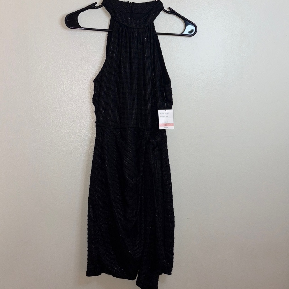 Melonie Black Halter Knit Dress with Sparkles